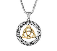 Raymard Collar de nudo celta Trinity para hombre, colgante de símbolos vikingos nórdicos de acero inoxidable para hombre, cadena Rolo de 61 cm, joyería celta irlandesa, Acero inoxidable, No es una