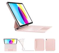 RAYMCRAFT Funda para iPad de 10ª generación con teclado, soporte de teclado estilo mágico, teclas retroiluminadas elásticas, superficie resistente a las manchas, trackpad multitáctil, funda de teclado