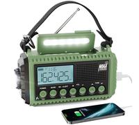 Raynic - Radio de emergencia, batería de 12000mAh/44400mWh, radio meteorológica manual solar con alerta AM/FM/SW/NOAA, cargador para celular, carga tipo C, linterna y sirena SOS