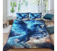 Rayo de Unicornio Funda Nordica Algodon 3 Piezas con Impresión En 3D Fantasy Thunder Mythic Beast con 2 Fundas De Almohada King（220x240cm） 100% Microfibra Juego De Cama para