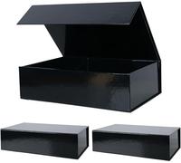 RayofSun Cajas de regalo negras con tapas magnéticas para regalos, cajas decorativas plegables rectangulares grandes, 13.7 x 9 x 4.3 pulgadas, caja de propuesta de dama de honor para bodas, Navidad
