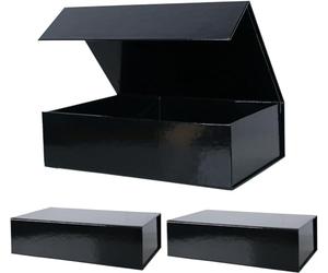 RayofSun Cajas de regalo negras con tapas magnéticas para regalos, cajas decorativas plegables rectangulares grandes, 13.7 x 9 x 4.3 pulgadas, caja de propuesta de dama de honor para bodas, Navidad