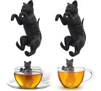 Rayong 2 Piezas Infusor Te, Filtro Té de Silicona Alimenticio, Filtro de Té de Hojas Sueltas, Filtro de Té con Forma de Gato para Tazas De Agua, Tazas de Vidrio, Tazas de Té De Flores, Tazas