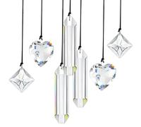 Rayong 7 Piezas Atrapasoles Cristal Colgante, Crystal Suncatcher, Atrapasueños de Cristal Transparente, Prisma Solar con Cuerda para Decoración Ventana Jardín Lámpara de Techo Adorno Bodas