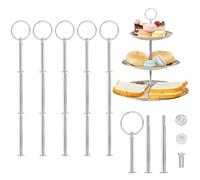 Rayong Juego de 5 barras de soporte para bandeja de frutas, plato de aperitivo, placa no incluida, 3 niveles