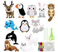 Rayong Juego de costura para niños, formas de animales, fieltro para coser niños a partir de 6 años, kit de costura de animales del bosque, juego de costura para niños, manualidades para animales
