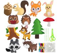 Rayong Kit de costura para niños, costura de formas de animales de fieltro para niños a partir de 6 años, kit de costura de animales, juego de manualidades de animales de fieltro del bosque, kit de