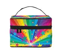 Rayos de Confeti de Arco Iris y Estrellas, Bolsa de Maquillaje Bolsa de cosméticos Bolsa de Aseo de Viaje portátil Estuche para lápices