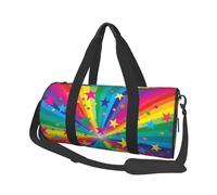 Rayos de Confeti de Arco Iris y Estrellas, Bolsa de Viaje de Gran Capacidad, Bolso Redondo, Bolsa de Viaje Deportiva, Bolsa de Mano, Bolsa de Fitness