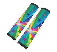 Rayos de confeti de arcoíris y estrellas, Almohadillas para cinturón de seguridad de coche, paquete de 2 almohadillas para arnés, funda multifuncional para cinturón de seguridad