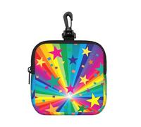 Rayos de Confeti de arcoíris y Estrellas,Bolsa de Almacenamiento Cuadrada con Cremallera, Monedero de Neopreno, Carteras pequeñas, Monedero pequeño, Monedero