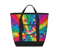 Rayos de confeti de arcoíris y estrellas,Bolsas de almuerzo de gran capacidad, bolsa de mano térmica para mujeres, hombres, trabajo, picnic, viajes.
