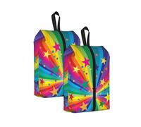 Rayos de Confeti de arcoíris y Estrellas， Bolsas de Viaje para Zapatos (Paquete de 2), Bolsas Impermeables para Guardar Zapatos, Organizador de Zapatos para Viajes y hogar.