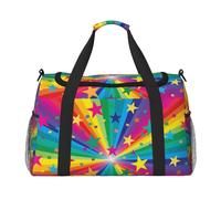 Rayos de Confeti de arcoíris y Estrellas,Bolsas Deportivas, Bolsos de Viaje Deportivos Cruzados de Mano, Bolsas de Viaje de Gran Capacidad para Mujeres y Hombres.