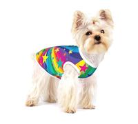 Rayos de Confeti de arcoíris y Estrellas,Camiseta de algodón sin Mangas para Mascotas, Chaleco Transpirable, Suave y elástico para Cachorros,L