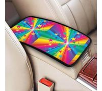 Rayos de confeti de arcoíris y estrellas,Funda para reposabrazos de consola central de vehículo, almohadilla suave y cómoda para pasamanos de coche, cojín universal