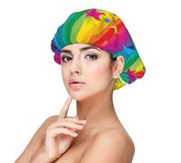 Rayos de confeti de arcoíris y estrellas,Gorro de dormir de satén para adultos - Gorro de dormir elástico para mujer, cubrecabello nocturno
