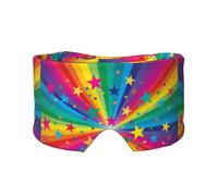 Rayos de confeti de arcoíris y estrellas,Máscara para ojos con bloqueo de luz y protección ocular completa para dormir, orejeras y ojos.