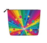 Rayos de Confeti de arcoíris y Estrellas,Neceser de Maquillaje de imitación Lino, Neceser de Viaje portátil