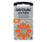 Rayovac 13AUX-8XEMF - Lote de 8 Pilas para audífonos (cinc y Aire de Alta Potencia, 1 blíster, Naranja, 13AUX-8XEMF)