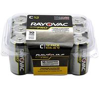 Rayovac Batteries ALC-12PPJ UltraPro - Pilas alcalinas industriales (tamaño C, estándar, 12 Unidades), Color Negro