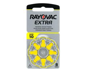 Rayovac Paquete de 8 Pilas Extra para audífonos, Alta Potencia, Pilas de Zinc-Aire, 1 blíster, Amarillo - 10AUX-8XEMF
