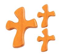 Raypontia Cruces De Madera Pequeñas,Cruces De Madera Pequeñas | Crucifijo de mano de oración - Cruces de mano reconfortantes, juego de 3, cruces de sujeción portátiles, cruces de mano para orar