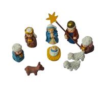 Raypontia Juego De Belen Navideño, 9,5x6x2cm Resina Pesebre De Resina Decorativo, Conjunto De Nacimiento De Hojalata, Set De Figuras De Nacimiento Clásico para Chimenea, Mesa, Estantería, Escaparate