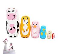 Raypontia Muñecas Rusas de Madera - Muñeca Rusa de Madera 6 Capas con Diseño de | Figura Animal para Decoración de Hogar Fiestas y Aulas Educativas