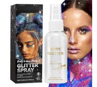 Raypontia Spray corporal con purpurina, para el cuerpo del cabello, en espray con purpurina, resaltador, polvo brillante, accesorios de fiesta de Halloween, accesorios para mujer, hombre, cara, piel