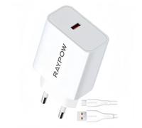 RAYPOW Cargador 66W Carga rapida con Cable USB A USB C 1M 6A Turbo Charge Carga Rápida Adaptador de Pared Compatible Carga de Alta Velocidad para Xiaomi,Ideal para Viajes/Hogar/Oficina/Portátil