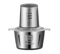 RAYPOW Picadora eléctrica de cocina 250W, cuenco de acero inoxidable 2L, 4 cuchillas de acero en espiral, robot de cocina multifunción para carne, verduras, frutas, frutos secos y especias