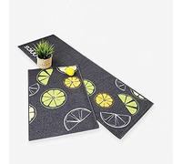 Raysell 40 x 60 cm y 40 x 120 cm, 2 alfombrillas de goma antideslizantes absorbentes con estampado de limón, para cocina, dormitorio, lavable a máquina.