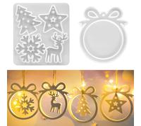 Raysin Molde de Fundición de Navidad - Silicona para Colgantes, Árbol, Copo de Nieve, Estrellas, Alce - Resina Epoxi para Decoraciones