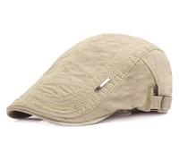 Rayson Boinas Hombre Gorras de Plana Algodón Verano Ajustable Newsboy Casquillo con Estampado de Rombos(Beige,Talla única)