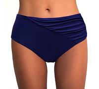 Rayson Braguitas de Bikinis Mujer Cintura Alta Ruched Rayas Parte de Abajo Bikini Vientre Plano Trajes de Baño Mujer(Azul Marino,M)