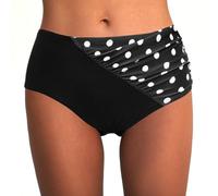 Rayson Braguitas de Bikinis Mujer Cintura Alta Ruched Rayas Parte de Abajo Bikini Vientre Plano Trajes de Baño Mujer(Lunares,L)