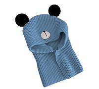 Rayson Gorro de Punto Invierno Niño Niña Algodón Braga Cuello con Botones Pasamontañas Niña Sombrero Invierno con Orejeras(Azul,Talla única)