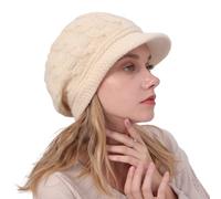 Rayson Gorro de Punto Mujer Sombrero de Cálido Invierno Elegante y Respirable Boina Adecuado para el Ocio al Aire Libre y La Protección Solar(Beige)