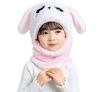 Rayson Gorro y Bufanda Niño Invierno Adorable Conejo Gorros Pasamontañas para Niño y Niña Conjunto Gorra con Braga Cuello Orejeras Cálido（Rosado）