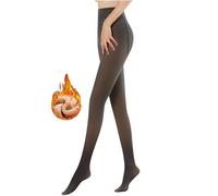 Rayson Medias Termicas Transparente para Mujer Invierno 300g Forro Polar Panty Termico Efecto Piel Talla Grand Gruesa Media Calzas con Pelo por Dentro(Negro,L-XL)