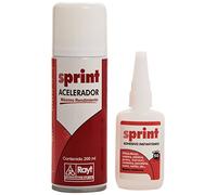 Rayt 607-99 SPRINT KIT Adhesivo instantáneo de cianoacrilato, uniones rápidas y súper resistentes en segundos. Plástico, caucho, goma, metales, porcelana + SPRINT ACELERADOR tapaporos, 50g + 200ml