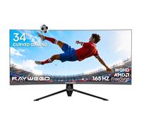 Raywego - Monitor curvado para juegos de computadora de 34 pulgadas, 165 Hz, UWQHD 3440 x 1440, 1500R -PIP, BPB, 1 ms (MPRT), HDR, 300 nits, sRGB99%, FreeSync, HDMI2.0 (TMDS) x2, DP1.4 x 2, Cuidado de
