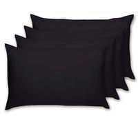 Rayyan Linen Paquete de 4 fundas de almohada 100% algodón egipcio de 200 hilos, 50 x 75 cm, color negro