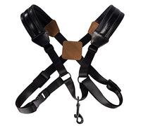 Rayzm Arnés para saxofón de piel auténtica, Correa de Arnés Universal para Saxofón, Arnés Ajustable y Acolchado para Saxofón Alto, Tenor, Soprano o Barítono (Grande)