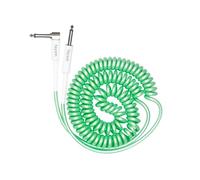 Rayzm Cable de Guitarra bobinado,Cable de Instrumento de 2 Metros en Espiral para Guitarra/Bajo, 6,35 mm Cable de Guitarra de Ángulo Recto (Verde)