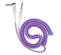 Rayzm Cable de Guitarra bobinado,Cable de Instrumento de 2 Metros en Espiral para Guitarra/Bajo, 6,35 mm Cable de Guitarra de Ángulo Recto (Púrpura)