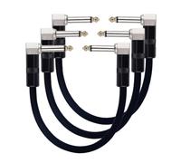 Rayzm Cable Patch - 6.35mm Silencioso Cable de Conexión para Pedalera - 15cm - Macho Angulado a Macho Angulado (90°) - para Pedales de Efectos de Guitarra y Bajo (Negro)