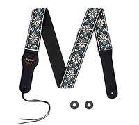 Rayzm correa de guitarra bordada, correa de algodón con tejido Jacquard para guitarra acústica/eléctrica/bajo con bolsillo para púas