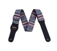 Rayzm Correa de la Guitarra y Bajo, Correa de Algodón para Bajo y Guitarra Acústica/Eléctrica con Bolsillo para Púas, 5cm de Ancho, Longitud Ajustable,Clásica de Estilo Folk